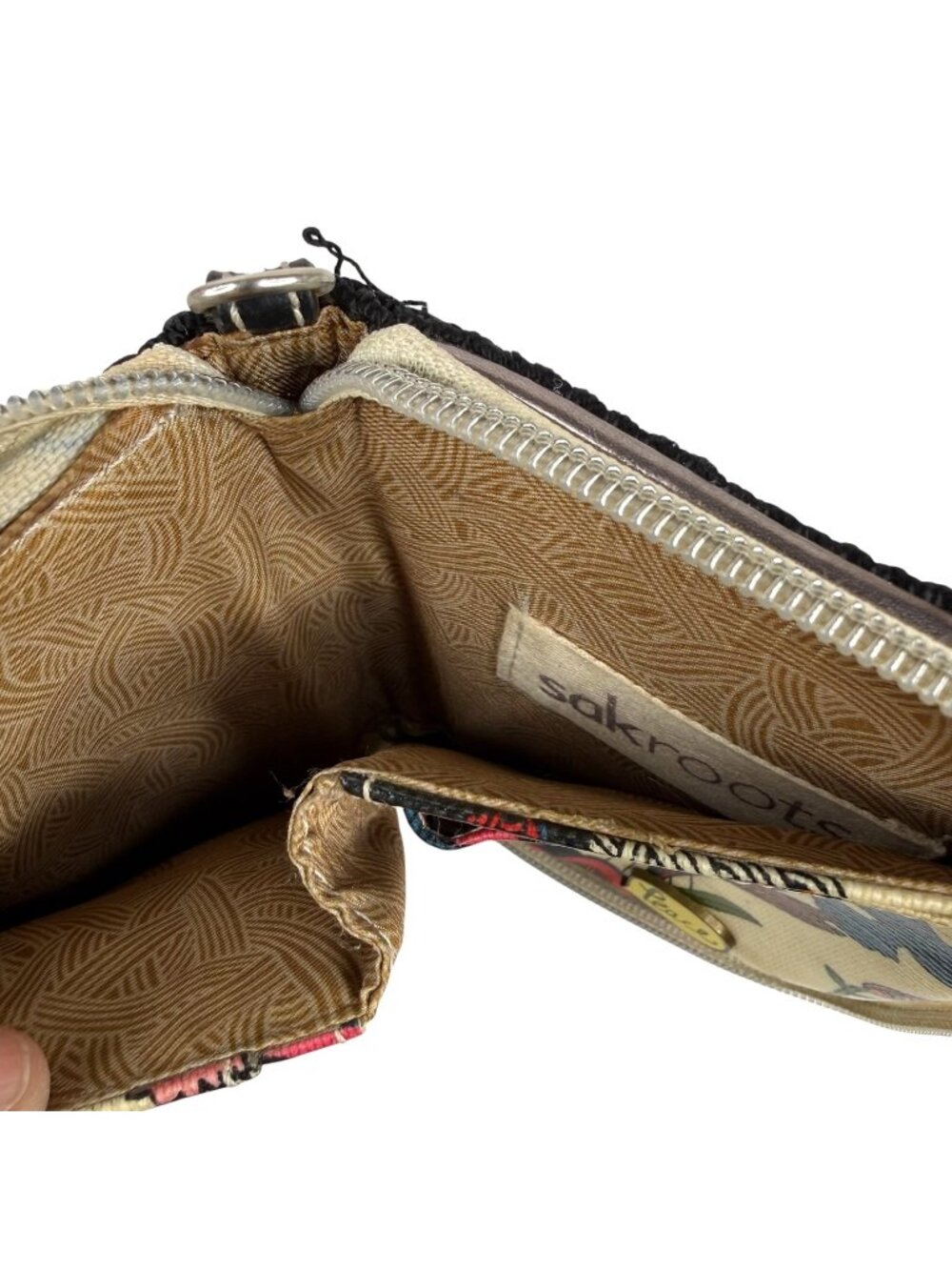 Sakroots Peace Birds Wallet Coated Canvas Zip Around Card Slots & ID Window Sak - Picture 6 of 10